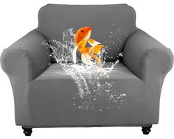 Waterdichte Stretch Bankovertrek met Armleuningen - Krasbestendige Antislip Bankhoes - Ananas-Ruitpatroon - Lichtgrijs 1-Zits hoekbank overtrek