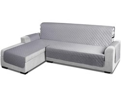 Waterdichte Stretch Chaiselongue Bankovertrek - L-vorm - Anti Slip - Huisdiervriendelijk - 240 cm - Lichtgrijs hoekbank hoes stretch