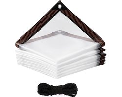 Waterdichte Transparante Zeil met Oogjes 2 x 2 m en 5 m Touw voor Camping, Tuin, Balkon en Bescherming van Meubels