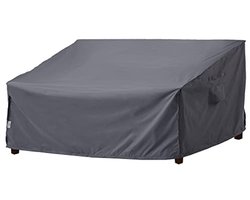 Waterdichte Tuinbankhoes 3-zitsbank - Grote Diepe Zitbank Beschermhoes - Rotan Terrasmeubelhoes (Grijs, 208 x 99 x 61/89 cm)