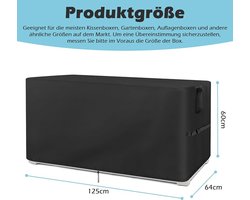 Waterdichte tuinboxafdekking - UV-bescherming - 1 stuk - zwart - Oxford 500D - 125 x 64 x 60 cm