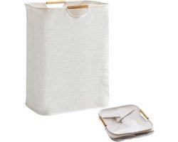 Waterdichte wasmand - Kleine opvouwbare wasmand - Met versterkte houten handgreep - 36L speelgoedwasmand - Opbergmand voor vuile was - Voor wasgoed, badkamer (lengte 40 cm)