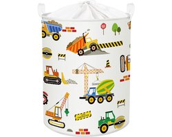Waterdichte Wasmand met Graafmachines en Vrachtwagens - Opvouwbaar - 1 stuk - Multicolor - 45L - 36x45cm