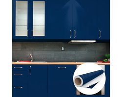 Waterdichte zelfklevende vinylsticker op rol per meter - Afwasbare sticker voor keuken, meubels, kasten, deuren - 60 cm x 10 m - Donkerblauw