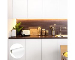 Waterdichte zelfklevende vinylsticker op rol per meter - Afwasbare sticker voor keuken, meubels, kasten, deuren - 60 cm x 2 m - Wit