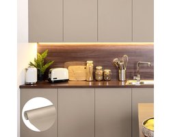 Waterdichte zelfklevende vinylsticker op rol per meter - Afwasbare sticker voor keuken, meubels, kasten, deuren - 60 cm x 3 m - Taupe