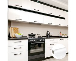 Waterdichte zelfklevende vinylsticker op rol per meter - Afwasbare sticker voor keuken, meubels, kasten, deuren - 60 cm x 3 m - Wit