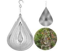 Waterdruppel Windklok Tuin Ornament Decor 360 Graad Spinners Hangende Teken Boom Hanger Zonvanger Metaal Kunst Handwerk Voor Huis Slaapkamer Woonkamer Venster Corridor Yard Decoratie Buiten Binnen