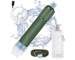 Waterfilter Survival - Lifestraw met opbergtas - Noodpakket - 4000 Liter - Personal Water Filter Straw - Zuiver & schoon drinkwater - Complete set - Waterfles - BPA-vrij