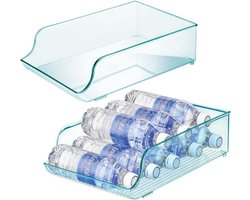 Waterflessenhouder lade Keukenaccessoire voor 9 water- en frisdrankflessen duurzaam praktisch blauwe tint 2 stuks water bottle organizer