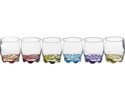 Waterglas gekleurd  set van 6 stuks .Drinkglas met gekleurde bodem. 310ml
