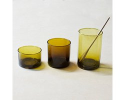 Waterglas Kadousse L - mosterdgeel - h 12 cm - handgeblazen van gerecycled glas
