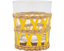 Waterglas - Tumbler Set van zes glazen - Geel - Coté Table glas Lacis met houder