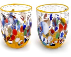 Waterglazen Set - Gekleurd Glas - Tafel Dekken - Handgeblazen Murano - 6 Stuks - Geel