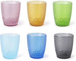 Waterglazen Set - Gekleurde glazen - Drinken aan tafel - Handgemaakt ontwerp - 6 stuks 300 ml - Multicolor