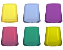 Waterglazen – Set van 12 – Gekleurd Glas – 300 ml – Multicolor Drinkglazen | AULICA