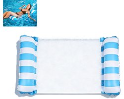 Waterhangmat - Drijvend Luchtbed - Zwembad Float - Comfortabele drijvende stoel met mesh midden en opblaasbare buizen, 4-in-1 functie met hoofdsteun - PVC - 120x105 cm - Voor Zwembad En Tuinfeest - Lichtblauw