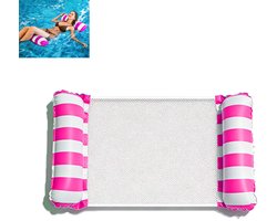 Waterhangmat - Drijvend Luchtbed - Zwembad Float - Comfortabele drijvende stoel met mesh midden en opblaasbare buizen, 4-in-1 functie met hoofdsteun - PVC - 120x105 cm - Voor Zwembad En Tuinfeest - Roze