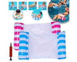 Waterhangmat Met Net - Opblaasbaar Watermatras - Zwembad - Luchtbed Met Armleuningen - Drijvend Ligbed - Waterspeelgoed Kinderen En Volwassenen