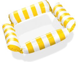 Waterhangmat Streeppatroon Geel - Yellow - Lounge Chair - Float - Zwembad - Hangstoel - Opblaasbare Zwembad Stoel - Water Hangmat - Luchtbed Zwembad - Luchtmatras - Floater - Strand - Waterspeelgoed - Vakantie - Zomer - Hammock Pool Float