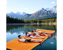 Waterhangmat - Zwemmat Drijvend - Watersport Ontspanning - Voor 4-6 Personen - 350x183cm - Oranje