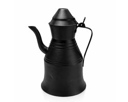 Waterkan met Deksel Mat Zwart – Oosterse Waterpot Metaal – Traditionele Schenkkan – Decoratieve Theekan