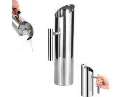 Waterkan voor koud water- Waterkan met grote inhoud voor koud water- schenkkan - Sapkan - Drankkan - 1,5 liter - met handvat - Zilver - Geschikt voor bier, koffie en thee