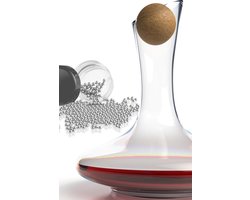 Waterkaraf 100% loodvrije kristalglas | kurksluiting - reinigingskralen roestvrij staal - rode wijn beluchter decanteerder - uniek cadeau-idee