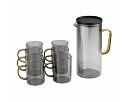 Waterkaraf met 6 Glazen Set – 1,3 Liter – Vaatwasserbestendig – Karaf met Glazen voor Water & Sap