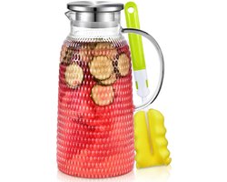 Waterkaraf - Water karaf 2.4 Liter Glazen Karaf met Deksel - Karaf Glas Waterkaraf van Glas Waterkaraffen - Waterkan Glazen Kan Sangria Karaf Ijsthee Kan Sapkruik