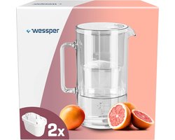 Waterkaraf, waterfilterkan inclusief 2 x kannenfilters, compatibel met Brita Maxtra, Brita Maxtra +, grote capaciteit 2,5l, wit, set kannen + 2 cartridges