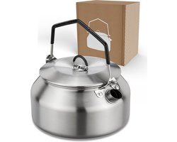 Waterketel van roestvrij staal 1 liter - theepot voor camping en outdoor - draagbare campingketel 1000 ml met handvat