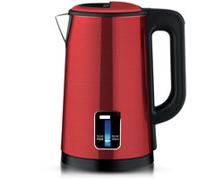 Waterkoker, 220V, elektrische waterkoker, roestvrij staal, huishoudelijke geïsoleerde waterkoker, 2,5L grote capaciteit, automatische uitschakeling, rood