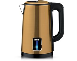 Waterkoker, 220V, elektrische waterkoker, roestvrij staal, huishoudelijke thermoswaterkoker, 2,5L grote capaciteit, automatische uitschakeling, oranje