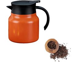 Waterkoker - ketel - kettle- Theepot met theefilter en deksel - Geïsoleerd - Theepot van roestvrij staal - Bloeiend en losbladig - Theepotset - Koffie - Theepot - met filter (oranje - 11,8*17cm - 800ml)