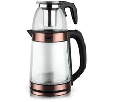 Waterkoker met Theepot | Elektrische Turkse Theepot | Rose | Caydanlik | Caymatik | Elektrische thee maker | Thee maker | Glazen Theepot | 1,8/1,2L | 1800W | Elektrisch