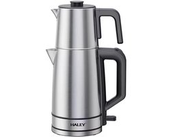 Waterkoker met Theepot | RVS | Elektrische Turkse Theepot | Caydanlik | Caymatik | Elektrische thee maker | Thee maker | Glazen Theepot | 1,8/1,2L | 1800W | Elektrisch