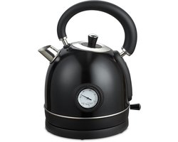 Waterkoker Retro - 1,8 Liter - Elektrische Waterkoker - BPA-vrij - Anti Calcium Filter - RVS - 2200W- Zwart