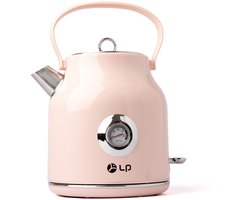 Waterkokers - Retro Elektrische Waterkoker - 1.7L - RVS - Temperatuurindicator - Met Thermometer - 2200W - BPA-vrij - Roze