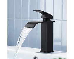 Waterkraan Badkamer Wastafelkraan Modern Badkamerkraan Wastafelmengkraan Waterval Badkamer Kraan Eengreepsmengkraan Warm en Koud Verstelbare Wastafelarmatuur