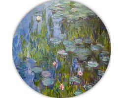 Waterlelies - Claude Monet muurdecoratie rond - Waterlelies muurcirkel - Rond schilderij Natuur - Schilderijen industrieel - Schilderij rond - Kantoor accessoires muurcirkel forex 50x50 cm