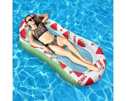 Watermeloen Opblaasbare Waterlounge (145×65cm) – Verkoelende Drijfmat met Net en Watermeloenprint, Perfect voor Zwembad en Strand