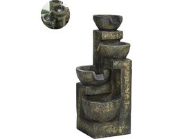 Waterornament - Buiten Tuin Water Fontein - Waterval Ontwerp - Kamerfontein - Tuindecoratie - Met Pomp - 25 x 24 x 60 cm