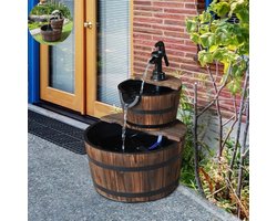 Waterornament - Buiten Tuin Water Fontein - Waterval Ontwerp - Kamerfontein - Tuindecoratie - Met Pomp - 44,5 x 44,5 x 58,5 cm