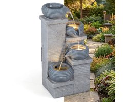 Waterornament - Voor buiten - Tuin - Water Fontein - Waterval Ontwerp - Kamerfontein - Tuindecoratie - Met Pomp - 28 x 22 x 58 cm