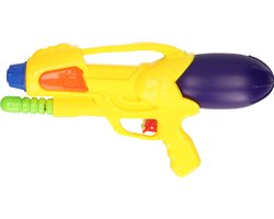 Waterpistool geel van 30 cm met pomp - kinderspeelgoed - waterspeelgoed van kunststof