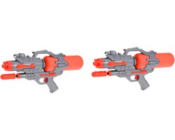 Waterpistool van 46 cm - 2x - met pomp - oranje - kinderspeelgoed - waterspeelgoed - waterpistolen