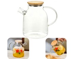 Waterpot - theepot - sapfles - glazen theepot - drankfles - hittebestendig - met filter - met handvat - met deksel - makkelijk schoon te maken - huisaccessoires - geschikt voor tafels, theekamers, cafés (transparant, 19*13cm)