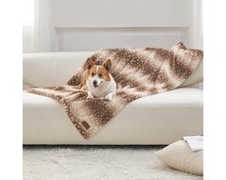 Waterproof Dekentje voor Huisdieren - Zachte Kunstbont Deken voor Bank of Bed - Vloeistofdichte, Omkeerbare & Wasbare Pluche Dekens voor Honden en Katten - Bruin Hert - 100x150cm