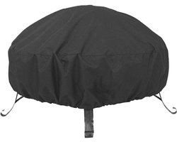 Waterproof Rond Fire Pit Cover - Windproof UV-Resistant Deksel voor Tuin - Patio en Balkon - Verstelbare Trekkoord - Zwart (85 x 40 cm)